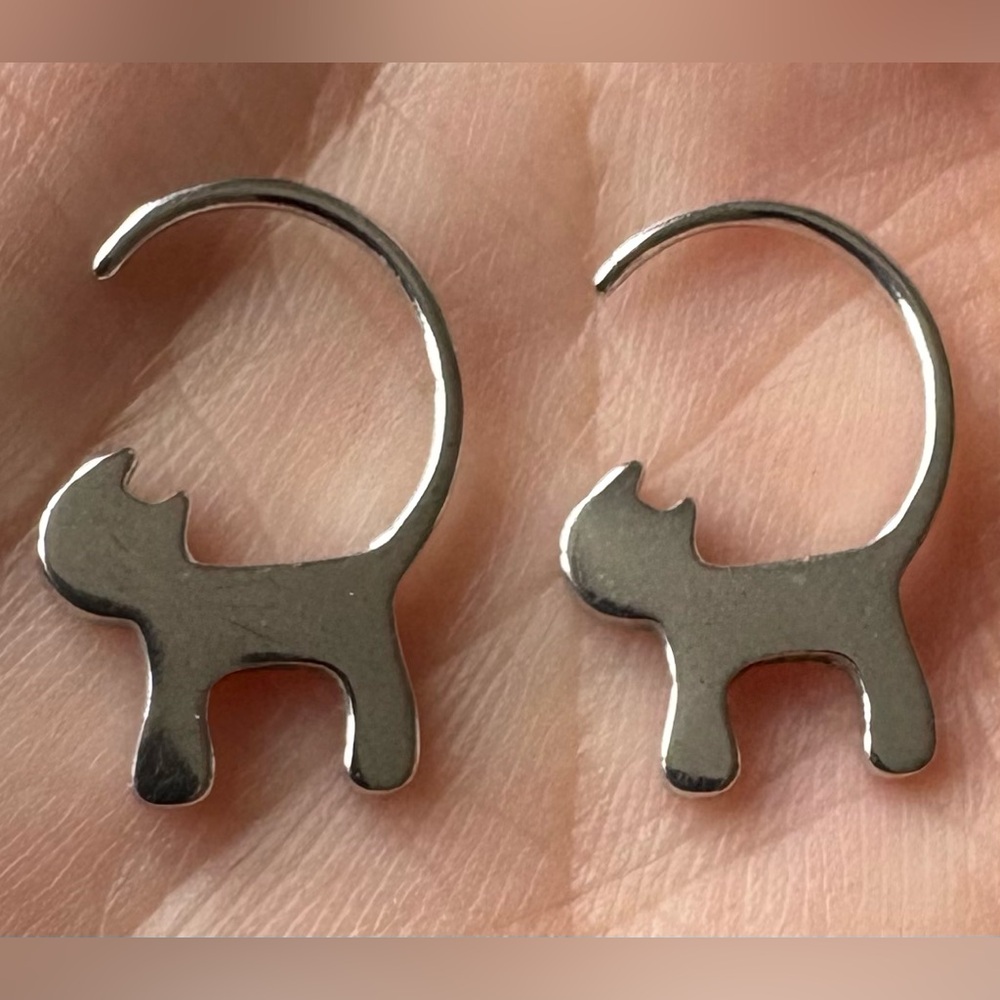 Sterling Silver Cat Earrings